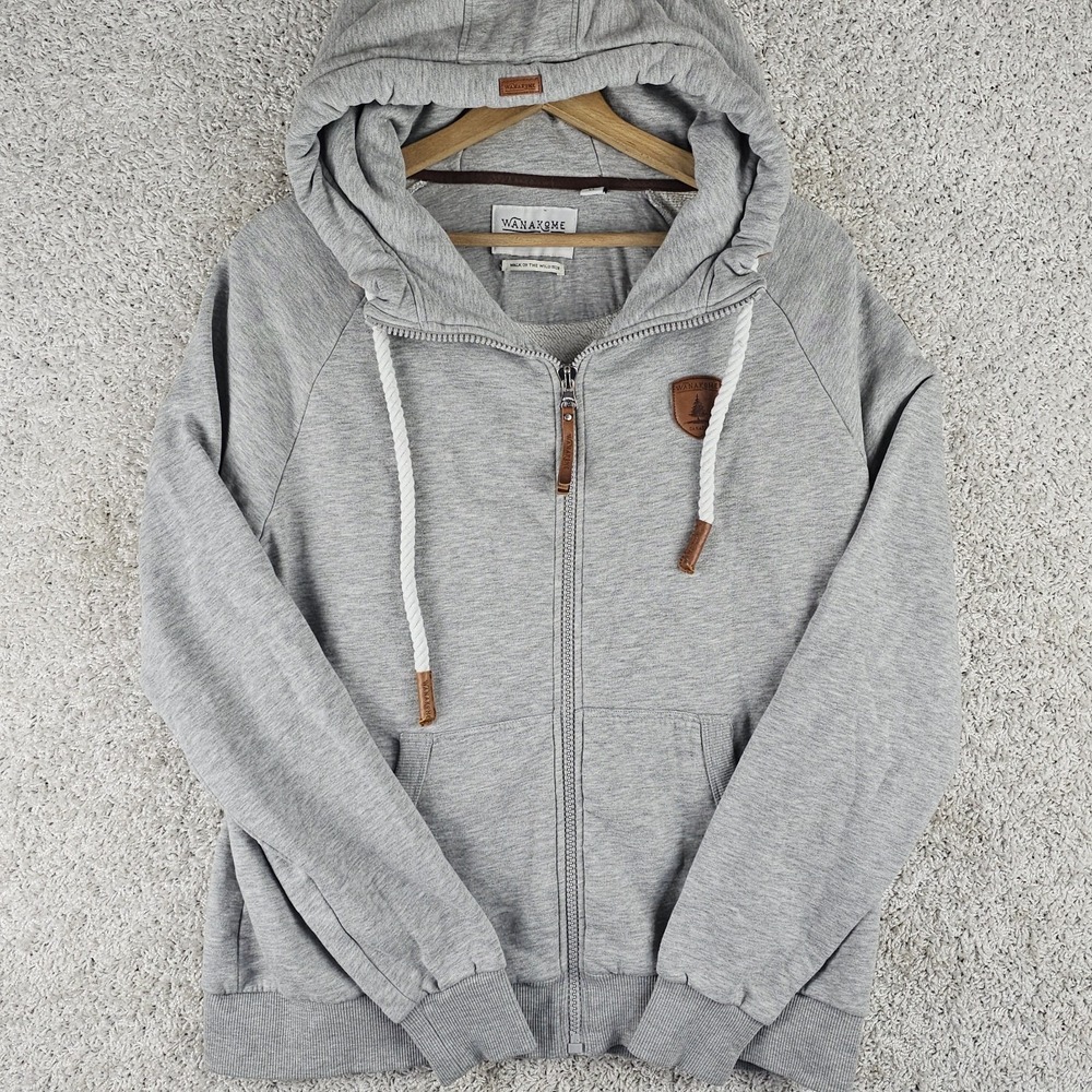 Wanakome Full Zip Hoodie Women's XL Rope Drawstring Heavy Gray EUC